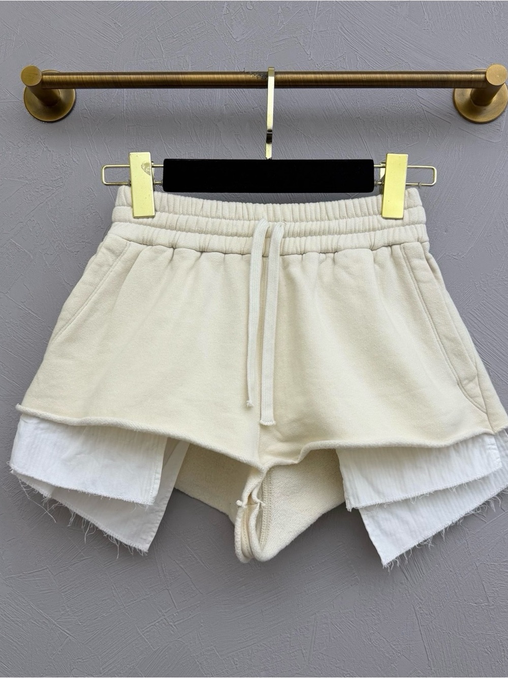 Miu Miu Cream Layered Drawstring Short Skort